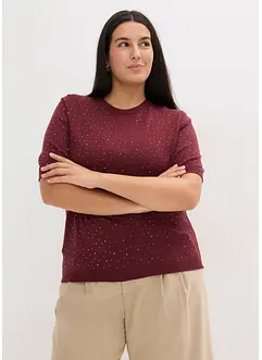 Halbarm Feinstrickpullover mit Glitzersteinchen, bonprix Halbarm Feinstrickpullover mit Glitzersteinchen, bonprix