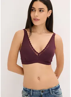 Brassière côtelée avec coton et dentelle, bonprix Brassière côtelée avec coton et dentelle, bonprix