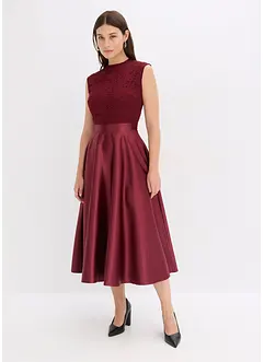 Robe midi en satin avec haut en dentelle, bonprix Robe midi en satin avec haut en dentelle, bonprix