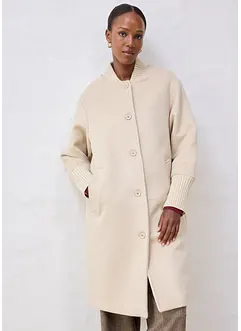 Wollmantel mit Strickbesatz, bonprix Wollmantel mit Strickbesatz, bonprix