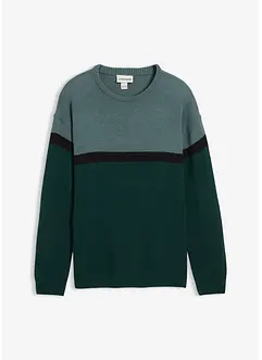pflegeleichter Rundhalspullover im Colourblocking-Design, bonprix pflegeleichter Rundhalspullover im Colourblocking-Design, bonprix