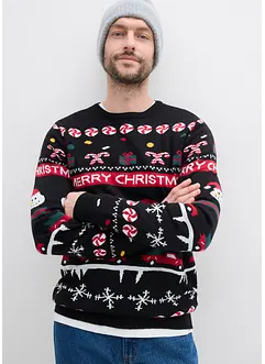 Pull en maille fine avec motif de Noël, bonprix Pull en maille fine avec motif de Noël, bonprix