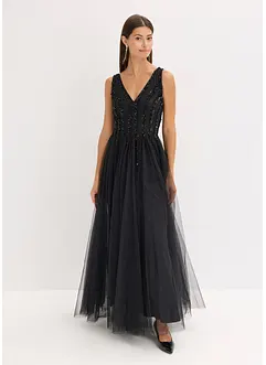 Robe longue en tulle fin avec sequins brodés, bonprix Robe longue en tulle fin avec sequins brodés, bonprix
