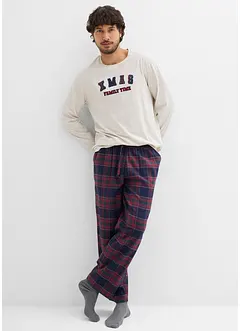 Pyjama mit Flanellhose aus weicher Baumwolle und Geschenktasche, bonprix Pyjama mit Flanellhose aus weicher Baumwolle und Geschenktasche, bonprix