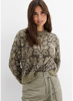 Grobstrick-Pullover aus flauschigem Federgarn, bonprix Grobstrick-Pullover aus flauschigem Federgarn, bonprix