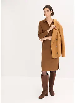 Hemdblusenkleid aus Punto di Roma, bonprix Hemdblusenkleid aus Punto di Roma, bonprix