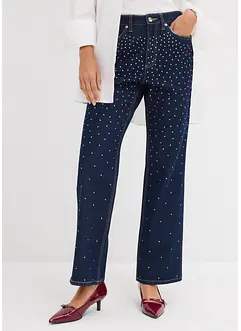 Straight-Jeans Mid Waist Bequembund mit Strass, bonprix Straight-Jeans Mid Waist Bequembund mit Strass, bonprix