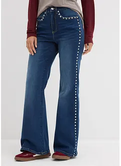 Flared-Jeans High Waist mit Nietenbesatz, bonprix Flared-Jeans High Waist mit Nietenbesatz, bonprix