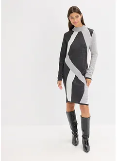 Jacquard-Strickkleid mit modernen Streifen, bonprix Jacquard-Strickkleid mit modernen Streifen, bonprix