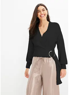 Pull cache-cœur avec accessoire, bonprix Pull cache-cœur avec accessoire, bonprix