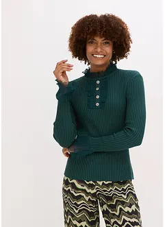 Feinstrick-Shirt mit Chiffon-Volants, bonprix Feinstrick-Shirt mit Chiffon-Volants, bonprix