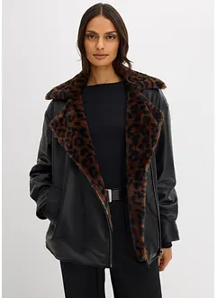 Veste enduite avec doublure peluche léopard, bonprix Veste enduite avec doublure peluche léopard, bonprix