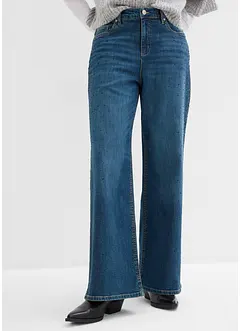 Wide-Leg-Jeans Mid Waist mit Glitzersteinen, bonprix Wide-Leg-Jeans Mid Waist mit Glitzersteinen, bonprix