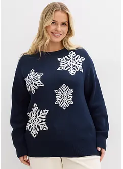 Pull col rond avec flocons de neige, bonprix Pull col rond avec flocons de neige, bonprix