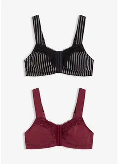 Vorderverschluss-BH ohne Bügel (2er Pack) , bonprix Vorderverschluss-BH ohne Bügel (2er Pack) , bonprix