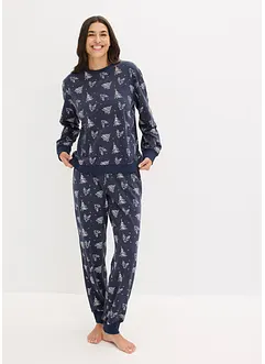 Pyjama aus reiner Baumwolle mit Glitzerdruck, bonprix Pyjama aus reiner Baumwolle mit Glitzerdruck, bonprix