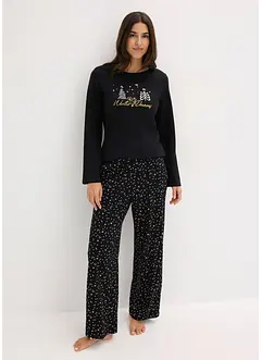 Pyjama aus reiner Baumwolle mit Glitzerdruck, bonprix Pyjama aus reiner Baumwolle mit Glitzerdruck, bonprix