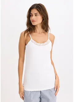 Unterhemd mit Bio-Baumwolle und Spitze (2er Pack), bonprix Unterhemd mit Bio-Baumwolle und Spitze (2er Pack), bonprix