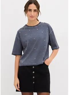 T-Shirt mit Glitzersteinen aus reiner Baumwolle, bonprix T-Shirt mit Glitzersteinen aus reiner Baumwolle, bonprix