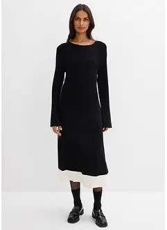 Strickkleid aus Viskose-Mix mit Kontrastdetails, bonprix Strickkleid aus Viskose-Mix mit Kontrastdetails, bonprix