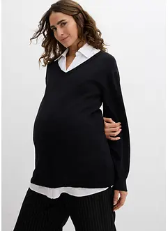 Umstands- und Stillset aus Pullover und ärmelloser Bluse aus Bio-Baumwolle, bonprix Umstands- und Stillset aus Pullover und ärmelloser Bluse aus Bio-Baumwolle, bonprix