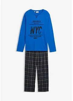 Pyjama aus reiner Baumwolle mit Knopfleiste und langen Ärmeln, bonprix Pyjama aus reiner Baumwolle mit Knopfleiste und langen Ärmeln, bonprix
