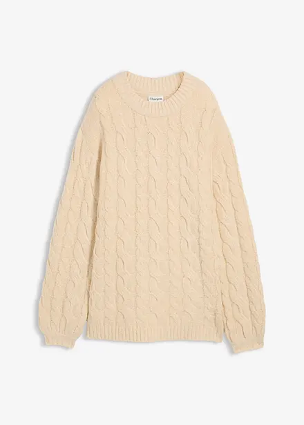Oversize-Pullover mit Zopfmuster