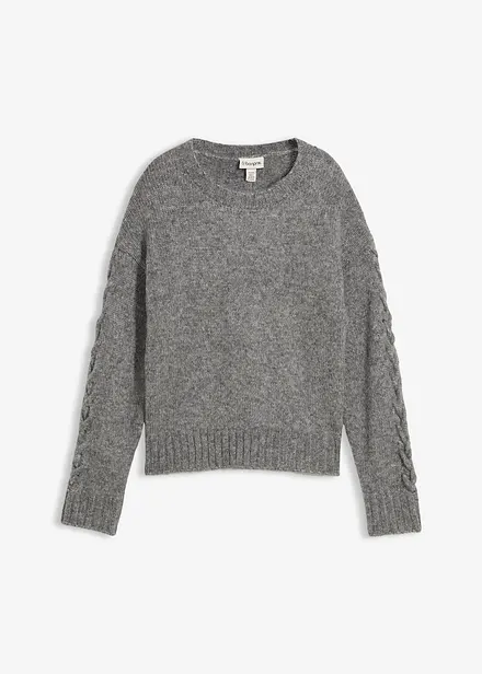 Pull boxy avec motif tressé sur les manches