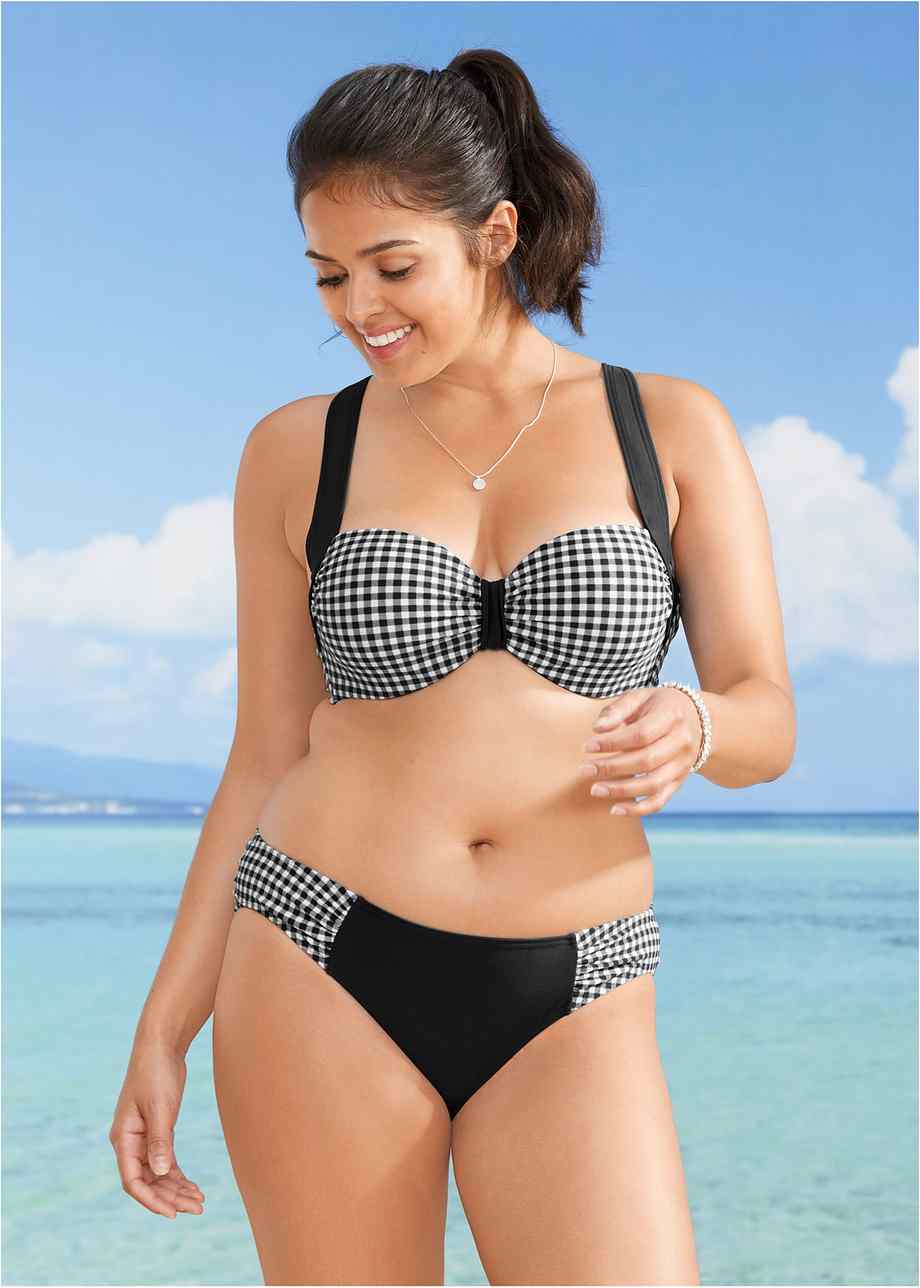 Attraktiver Balconette Bikini mit Softcups schwarz weiß Cup C