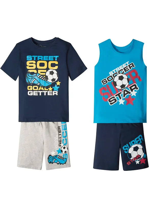 T-shirt + débardeur + bermudas garçon (ens. 4 pces), bonprix