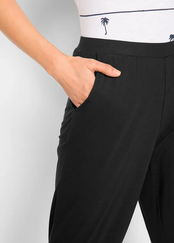 Pantalon fluide en jersey viscose avec poches, bonprix
