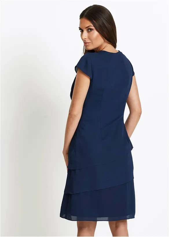 Minikleid im Lagen-Look mit dekorativem Accessoire, bonprix