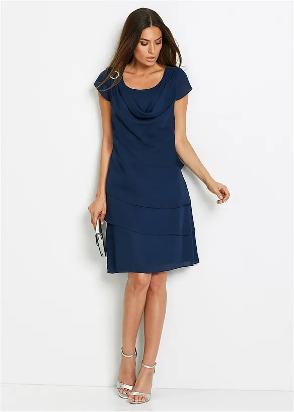 Minikleid im Lagen-Look mit dekorativem Accessoire, bonprix
