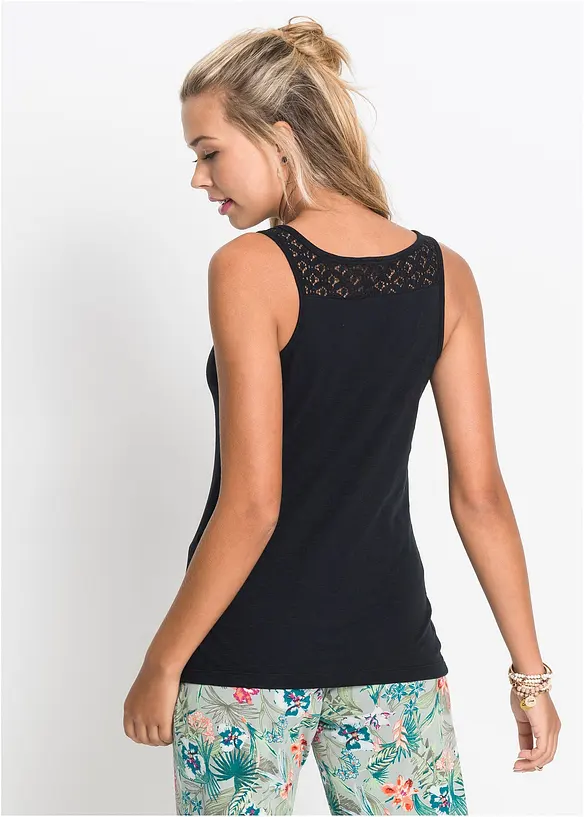 Débardeur en coton et dentelle, bonprix
