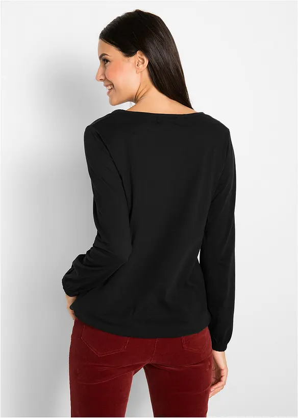 Langarmshirt mit Gummizug aus reiner Baumwolle, bonprix