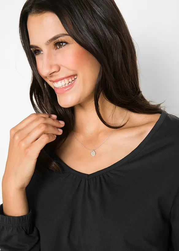 Langarmshirt mit Gummizug aus reiner Baumwolle, bonprix
