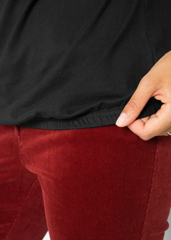 Langarmshirt mit Gummizug aus reiner Baumwolle, bonprix