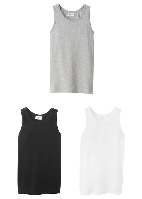 Lot de 3 débardeurs avec coton doux, bonprix