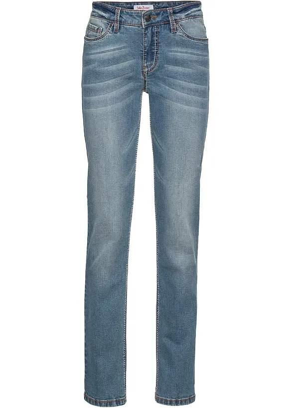 Jean droit taille mi-haute, extensible, bonprix