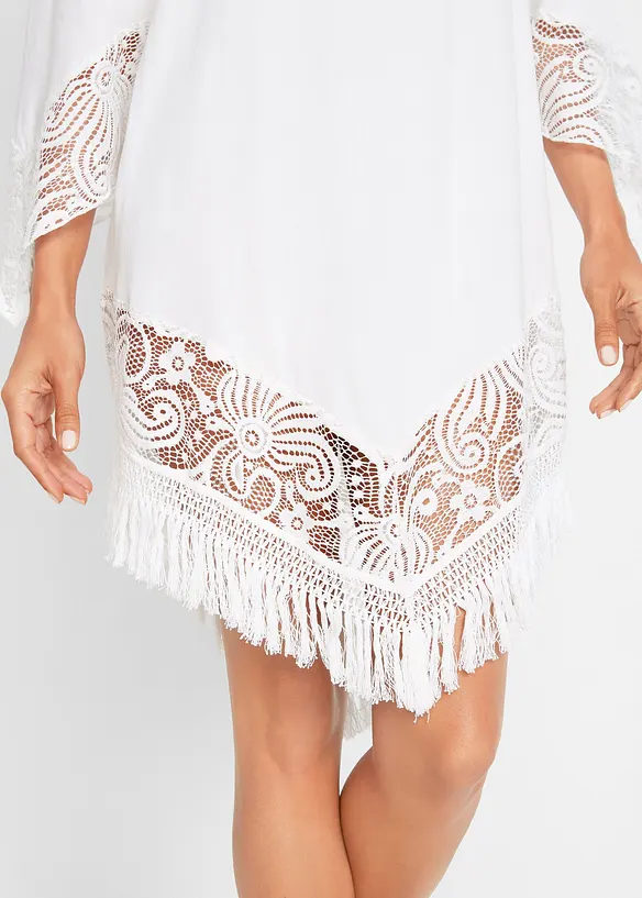 Strand Tunika mit Spitze aus Viskose, bonprix