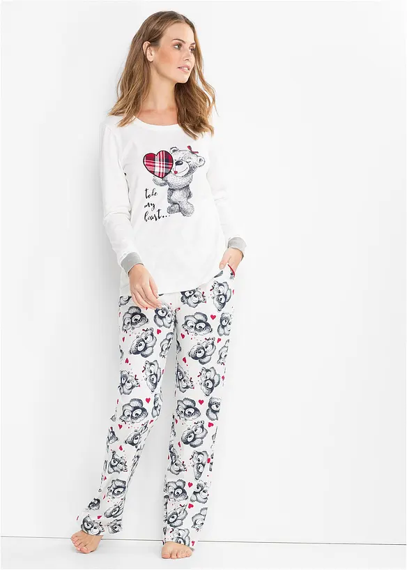 Pyjama mit Flanellapplikation, bonprix