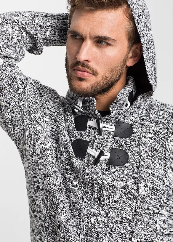 Pull coton à capuche en grosse maille, bonprix