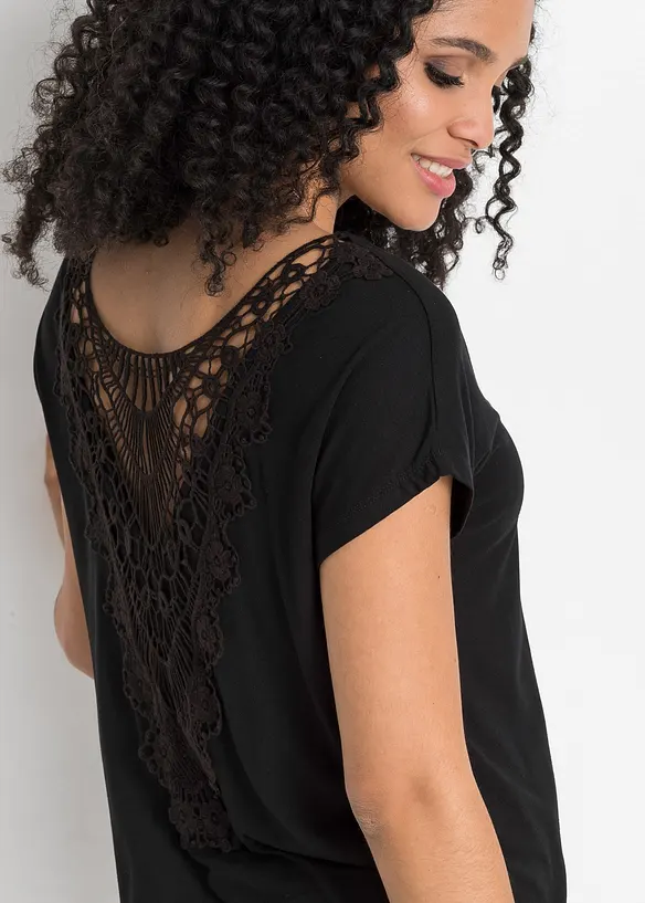 T-shirt à empiècement crochet, bonprix