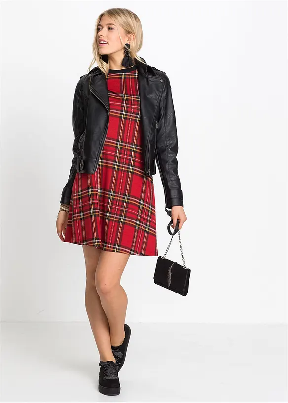 Robe courte en jacquard à carreaux, bonprix