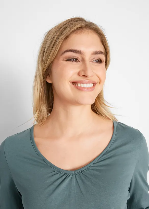 Langarmshirt mit Gummizug aus reiner Baumwolle, bonprix