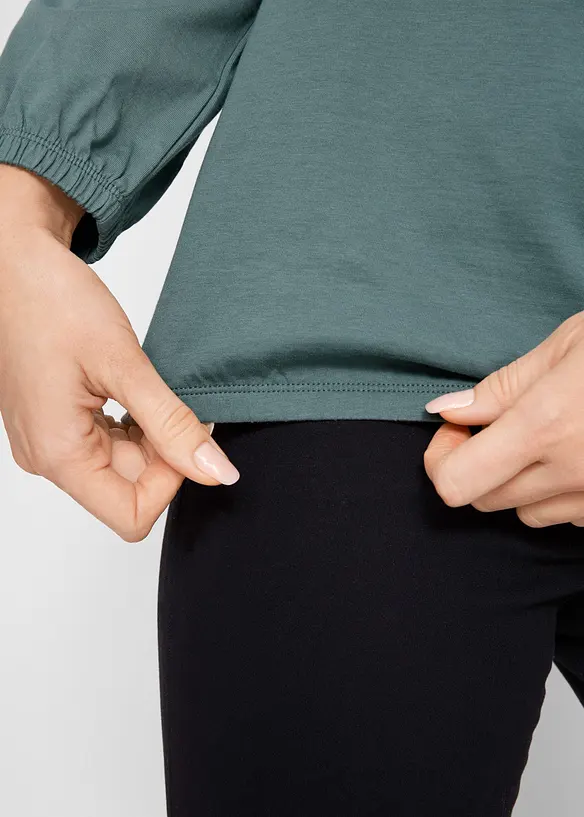Langarmshirt mit Gummizug aus reiner Baumwolle, bonprix
