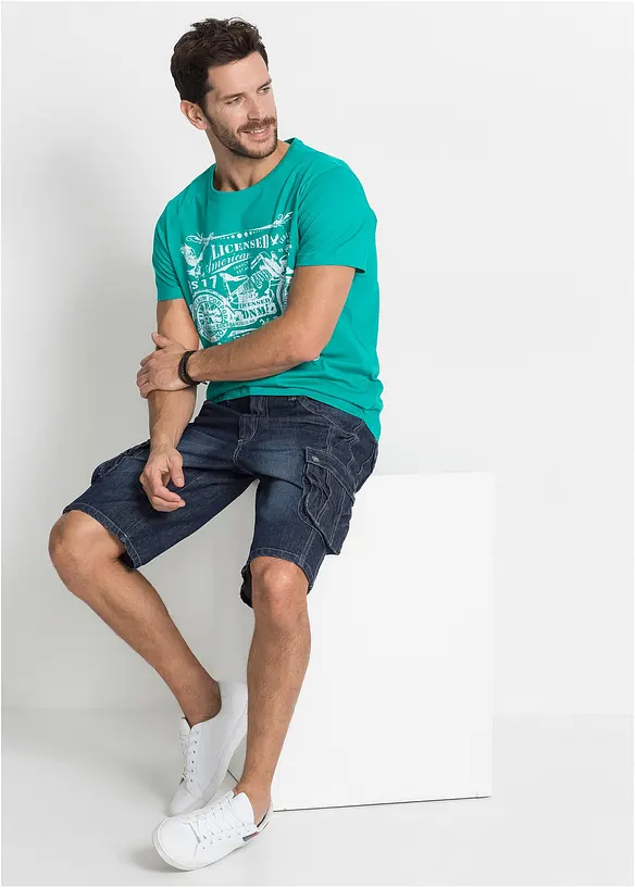 Bermuda cargo en jean, Regular, bonprix