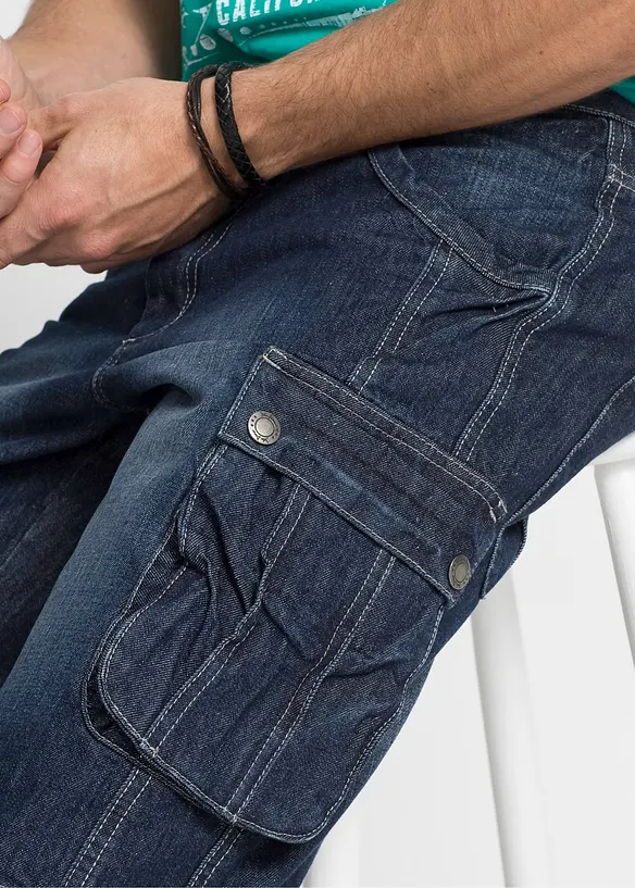 Bermuda cargo en jean, Regular, bonprix