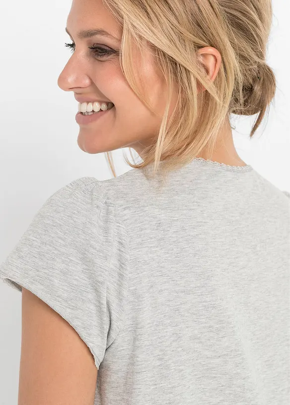 Chemise de nuit d’allaitement coton et dentelle, bonprix