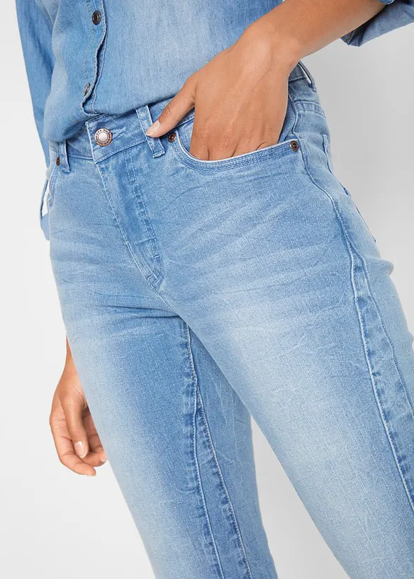 Jean slim taile mi-haute, raccourci, bonprix